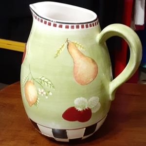 Debbie Mumm Classic Fruit Bowl ceramic colorful pitcher 8" EUC